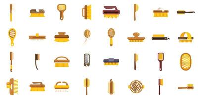 Collection of different brushes for cleaning and grooming showing variety of shapes and sizes vector