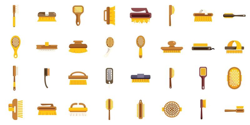 Collection of different brushes for cleaning and grooming showing variety of shapes and sizes