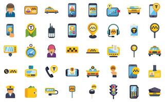 Taxi service concept icons showing transportation and road trip using gps navigation and mobile app for booking vector