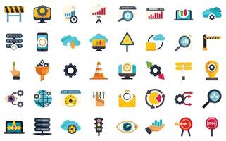 Workflow optimization and process management icons showing continuous improvement and automation vector