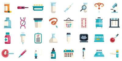Artificial insemination and in vitro fertilization icons showing pregnancy planning using modern technologies vector
