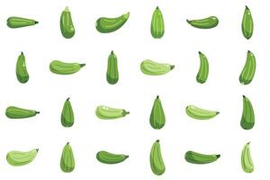 Seamless pattern of green zucchini lying on white background vector