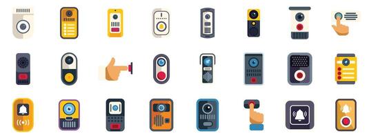 Set of intercom icons showing different types and uses of intercoms vector