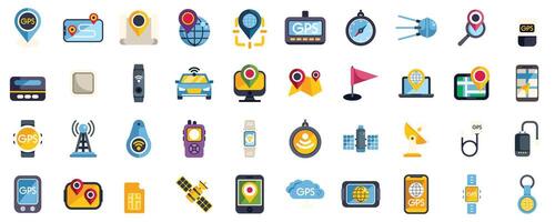 Global positioning system icons showing navigation and tracking technology vector