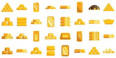 Gold bars and ingots set showing different shapes and weights vector