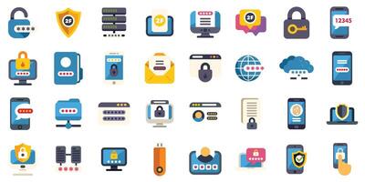Cyber security, data protection and password symbols showing access to personal information online vector