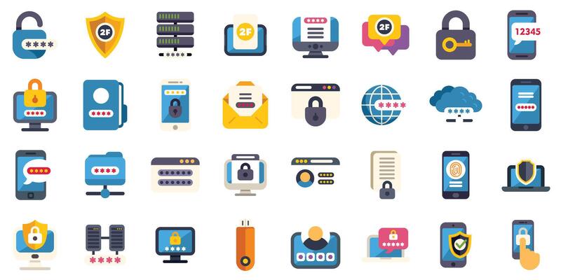 Cyber security, data protection and password symbols showing access to personal information online