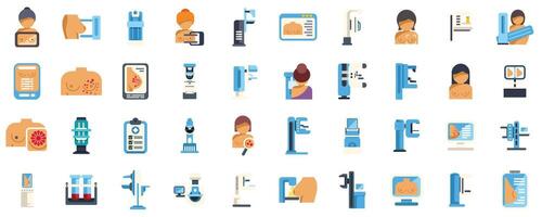 Mammography icons set in flat style for any design vector