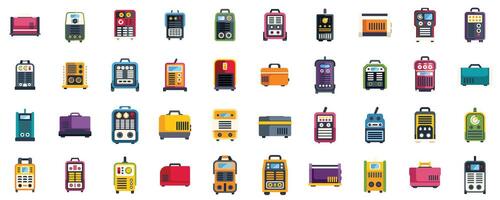 Set of inverter welding machines showing different uses of welding equipment vector