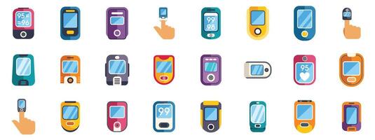 Pulse oximeter icons showing oxygen saturation levels vector