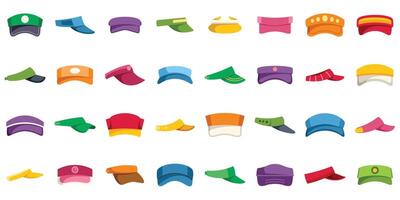 Large set of colorful uniform caps representing different professions vector