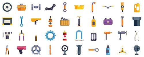 Mechanic is fixing a bicycle using professional equipment and tools vector