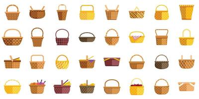 Wicker baskets collection showing different styles and sizes vector