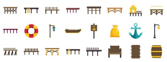 Set of various pier elements showing nautical lifestyle vector