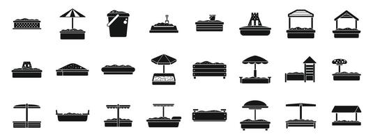 Sandbox icons set. Children sandbox icons set simple style vector