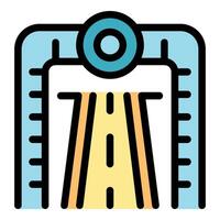 Road width measuring device icon for construction and engineering projects vector