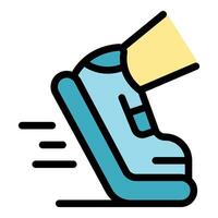 Athlete starting running from starting block icon vector