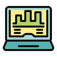 Laptop showing statistical graph for business analysis vector