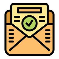 Envelope containing approved document with check mark icon vector