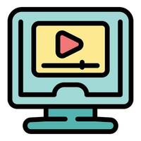 Desktop computer displaying video streaming platform interface vector