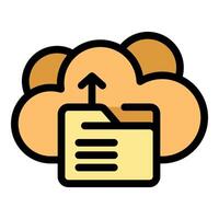 Uploading documents folder to cloud storage icon vector