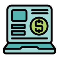 Laptop displaying financial data with dollar symbol for online banking and e commerce vector