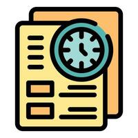 Clock ticking on documents showing time management concept vector