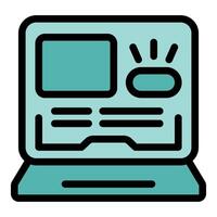Laptop showing website design program interface icon vector