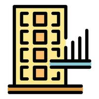 Apartment building showing increasing energy consumption with growing graph vector