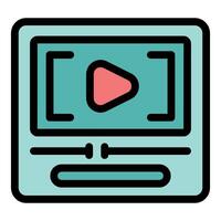 Video player interface showing video playing with play button and timeline vector