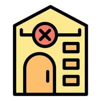 Abandoned house with cross mark icon showing haunted building vector