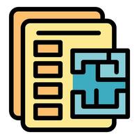 Architectural project with floor plan and empty checkboxes for task list vector