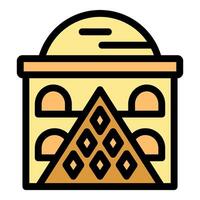 Building with pyramid and semicircles showing egyptian culture vector