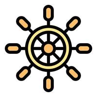 Simple icon of a ship's steering wheel, representing navigation and seafaring vector