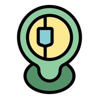 Green map pointer icon with usb flash drive symbol for charging stations vector