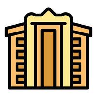 Big arch entrance with columns modern building icon vector outline