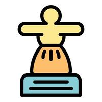 Christ the redeemer statue standing with open arms on pedestal vector