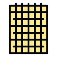 Yellow notepad with spiral binding showing blank squared paper for taking notes or drawing vector