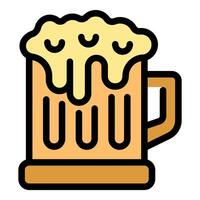 Overflowing beer mug with foam icon for bar menu vector