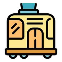 Modern tram running on railway icon vector outline