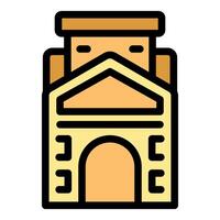 Simple outline color vector icon on a theme of buildings and houses