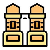 Ancient building with towers connecting with bridge minimalist illustration vector