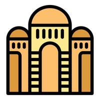 Simple color icon of a building with arches and columns vector