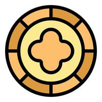 Round golden coin with cross showing wealth and prosperity vector