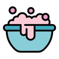 Basin full of soapy water overflowing with bubbles vector