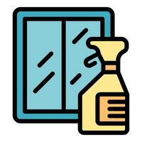 Cleaner spraying and disinfecting window glass surface vector