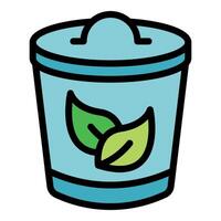 Compost bin with organic waste for composting process vector