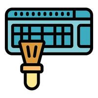 Paint brush creating digital spreadsheet file icon vector