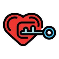 Blue key unlocking a red heart on white background vector