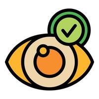 Eye checkup showing good vision with check mark symbol vector